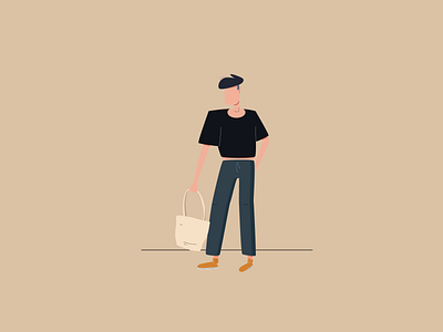 Boy art character flat illustration man shopping