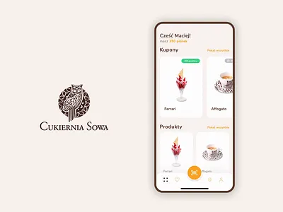 Cukiernia Sowa - application animation animated app app animation application animation bakery coffee confectionery design figma iphone mobile animation principle principle app ui ui design ux