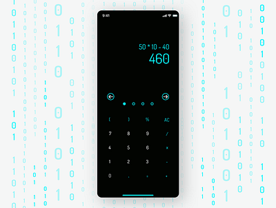 DailyUI #004 - Calculator 004 app binary code calculator daily ui 004 daily ui challenge daily ui challenge 004 dailyui dark mode dosis future font futuristic innovation iphone 11 pro mobile app neon ui challenge ui design ui ux