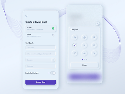 Banking App – Saving Goal app banking categories finance ios mobile neumorphic savings skeuomorphic ui ux