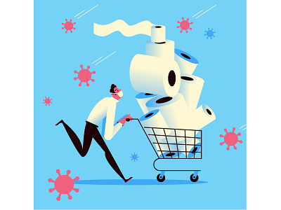 Toilet Paper Shopping 2d character character design coronavirus covid covid19 drawing editorial illustration toilet paper toiletpaper vector virus