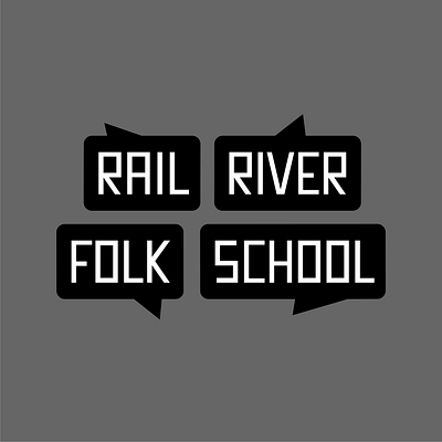 Rail River Folk School Logo brand communicate community folk hear ideas logo logo design railroad river school share speech voices