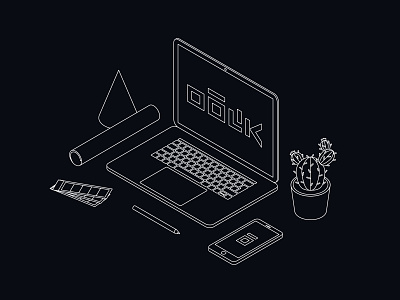 Oblik - Workplace adobe illustrator branding cactus cone design graphic design illustration illustrator isometric isometric art isometric illustration isometry laptop logo macbook oblik oblik studio pantone pencil smartphone