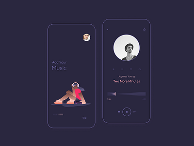 Music App — Dark Version app art design gradient illustration ios music app pink ui ux