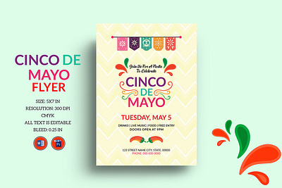 Cinco De Mayo Party Flyer 5 de mayo celebration cinco de mayo cinco de mayo party fiesta invitation flyer mexican party flyer mexico independence ms word party flyer photoshop template