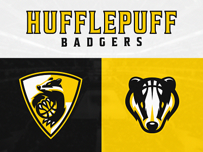 Hufflepuff Badgers | Hogwarts Basketball Alliance alliance badger logo basketball hogwarts hufflepuff illustrator logo design mascot mascot logo shield logo sports sports branding sports mascot vector