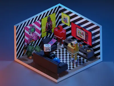 workplace blender3d isometric art tuanmulo