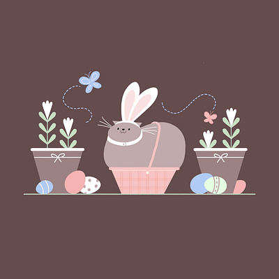 Happy Easter! 🐣 bunny cat easter eggs illustration