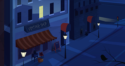 Alleyway 2d adobe illustrator background behance cartoon illustration concept design dribbble dribbblers gradient illustration illustrator motion night street vector