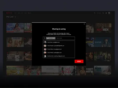 Sharing "My List" On Netflix 🎬📨 concept netflix send to share sharing web app web design webdesign