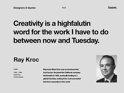 Quote - Ray Kroc design agency design quote design quotes designagency inspirational quote inspirational quotes motivational monday motivational quotes motivationalquote quote design quoteoftheday ui uidesign uidesigner uidesigns uiux uiuxdesign uiuxdesigner userexperience userinterface