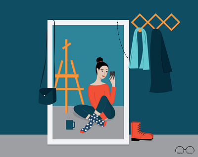 But first let me take a selfie character character design design illustration selfie stay home stay safe
