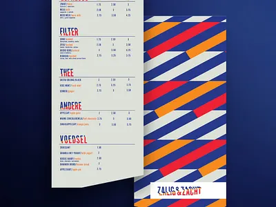 Zalig & Zacht Menu Design branding coffee branding menudesign