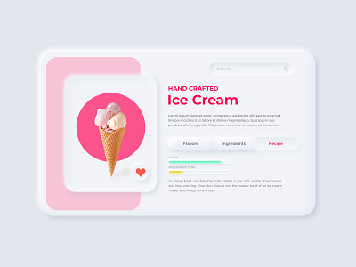 Ice cream page clean design ice cream ice cream cone like neumorphism pink ui ui design ui ux ux web design website