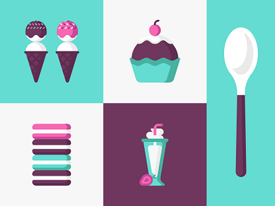 Jubi's Cafe Pt.2 cherry chocolate cupcake diner food frosting glass ice cream icons macarons macaroons milkshake muffin spoon sprinkles straw strawberry vanilla waffle cone whipped cream