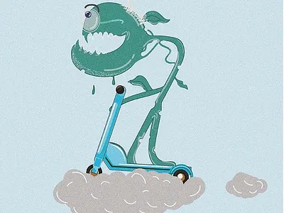 Letter Z character illustrator letter plant quarantine scooter stay inside typography wacom weird
