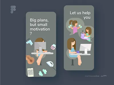 Onboarding UI design motivation app design geometic ilustration mobile onboard onboarding planner screen ui