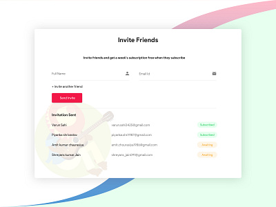 Invite Friends interface invitation invitation sent invitation subscribed invite invite friends learning platform mockup send invite ui ux visual design web