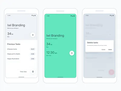 Simple time tracker app mobile design punch clock time timelapse timetracker timetracking