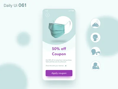 Daily Ui 061 - Redeem Coupon confinement coronavirus coupon covid 19 daily 100 challenge daily ui daily ui 061 dailyui design face mask health healthcare mask redeem coupon stay home stay safe ui ui design uidesign ux