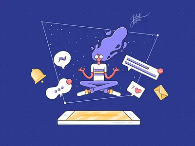 16 - Meditation art character drawing flat illustration ipad motion procreate raster texture vector