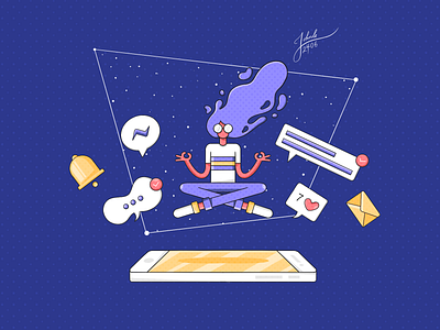 16 - Meditation art character drawing flat illustration ipad motion procreate raster texture vector