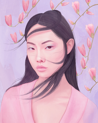 Portrait illustration color pencil design digital artist digital painting digitalart flowers illustration photoshop portrait procreate app