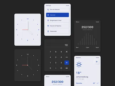Soft UI concept for Apple Watch apple apple watch calculator dark theme dark ui design interaction design light theme minimal minimalist neomorphism soft ui ui ui design ux