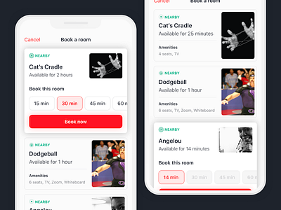 Book a room - various times app design ios ios app mobile mobile app mobile app design mobile ui product design ui ux ux research