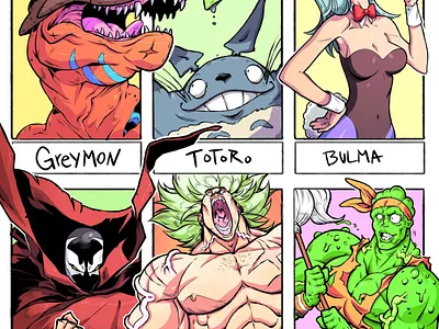 Six Fanarts pt 1 anime art broly bulma character design comic comic book comics concept art digimon dragon ball z illustration manga sketch spawn totoro