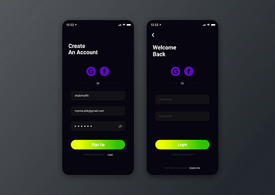 Daily UI #01 - Hello Dribble, here is my first shot! app design create account dailyui dailyuichallenge login login page mobile app mobile design sign up ui