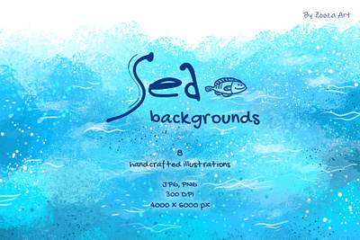 Sea backgrounds background design illustration illustrations ocean sea water watercolor waves zooza