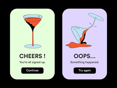 Success States cosmo dailyui dailyui10 dailyui11 design drink error flash message illustration martini success success states ui