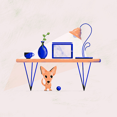 Desk and dog adobeillustrator adobephotoshop digitalartwork digitalillustration flatdesign illustration vectordesign