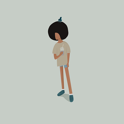 A Non-Binary Fro afro bighair character character design design illustration people illustration poc