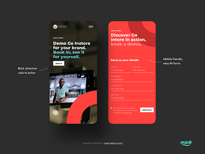 Go Instore - Two mobile screens mobile ui ux website design websites