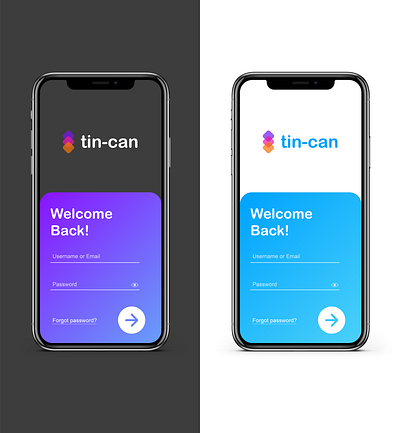 Tin-can sign in mobile UI app design ui web