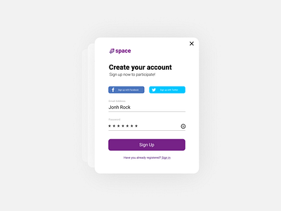 Daily001 - Sign Up Modal dailyui dailyui 001 design ui web