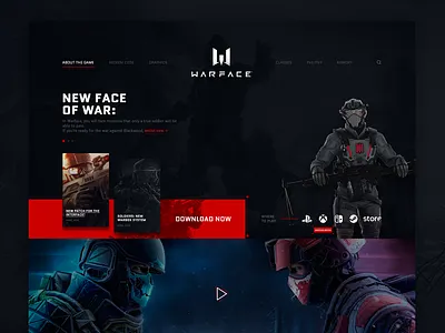 Warface 2020 – redesign part. 1 dashboard ui design game homepage design interface interfacedesign layout redesign ui ui game war warface warrior web design website