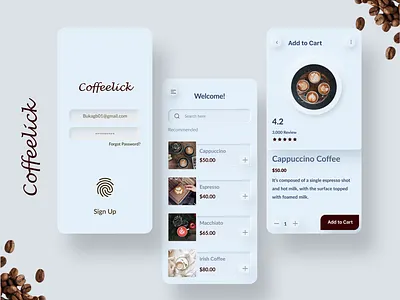 Coffeelick app art branding design lettering logo minimal typography ui ux
