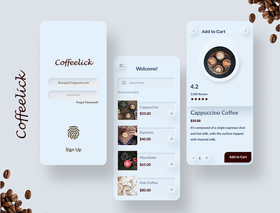 Coffeelick app art branding design lettering logo minimal typography ui ux
