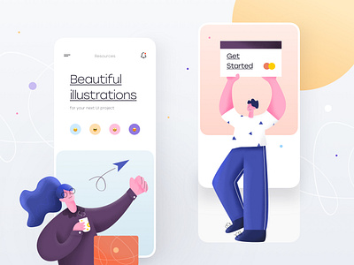 Minimal App & Illustration 2 card card design character character design clean drinking illustration illustration agency illustrator krixi laptop mastercard mobile app mobile app design shoes tea tranmautritam visa card