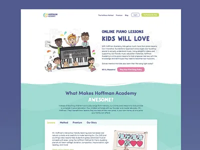 Homepage design branding children childrens illustration doodles education homepage design illustration piano ui vector web illustration webdesign