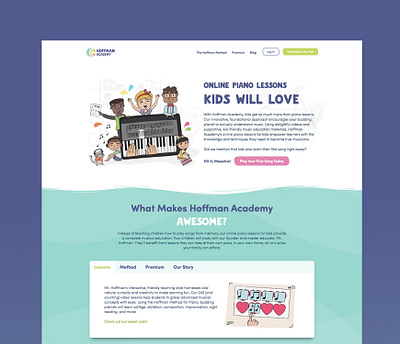 Homepage design branding children childrens illustration doodles education homepage design illustration piano ui vector web illustration webdesign