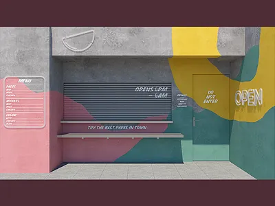 Carinderia 3d branding carinderia cgi concrete design dine facade food outdoor pares pattern sun