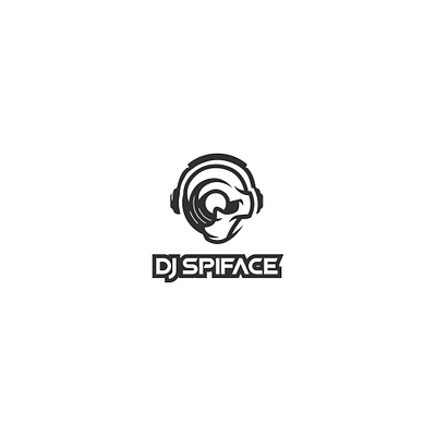 DJ Spinface abstract logo design creative logo dj logo face logo headphone record logo skull logo spin face logo