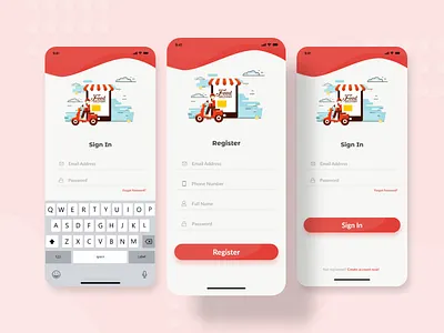 SignIN _ Page Redesign _iOS adobexd app bike branding colour digital art food delivery forgot password illustration ios keyboard keypad mobile pen tool photoshop register register form restaurant sigin ui
