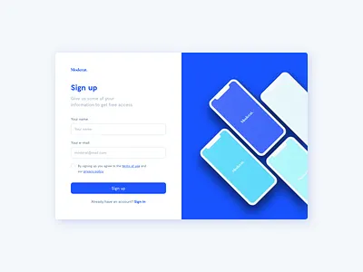 Moderat signup app branding design interface ui user ux