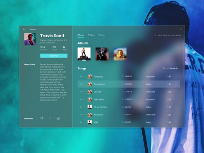 Daily Ui #06 — User profile dailyui fluent music app ui user profile