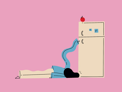 Monday. bored colors colours drawing fridge funny girl home hungry illustraion illustration illustrator kitchen lazy monday procreate quarantine snacks stayhome woman